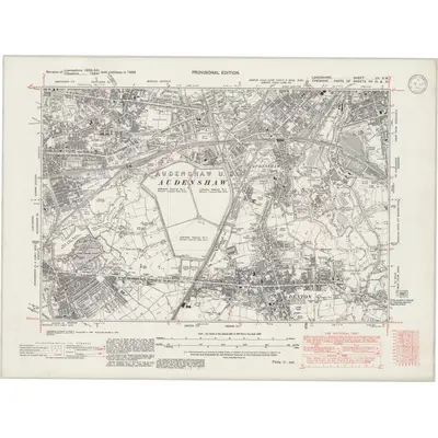 1938 Map of Lancashire CV.SW, 1946 Print