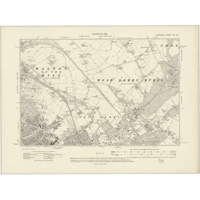 1906 Map of Lancashire CVI.NE, 1909 Print