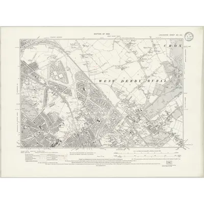 1925 Map of Lancashire CVI.NE, 1933 Print