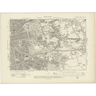 1905 Map of Lancashire CVI.SE, 1909 Print
