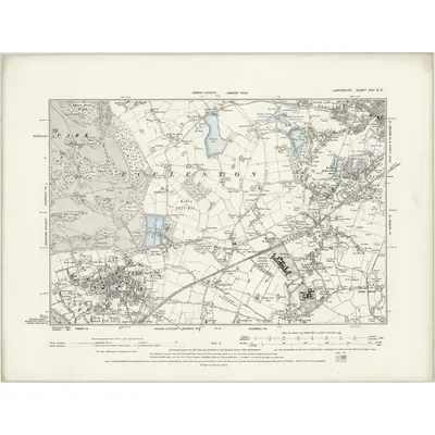 1890 Map of Lancashire CVII.NE, 1894 Print