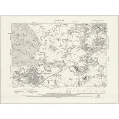 1925 Map of Lancashire CVII.NE, 1928 Print