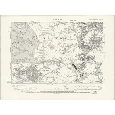 1925 Map of Lancashire CVII.NE, 1931 Print