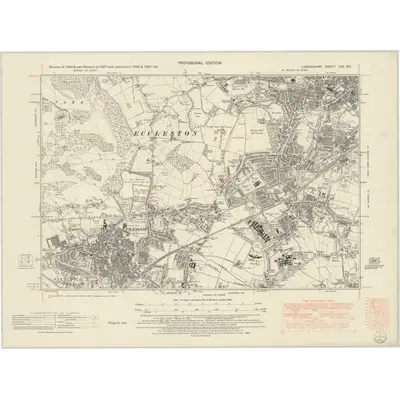 1947 Map of Lancashire CVII.NE, 1952 Print