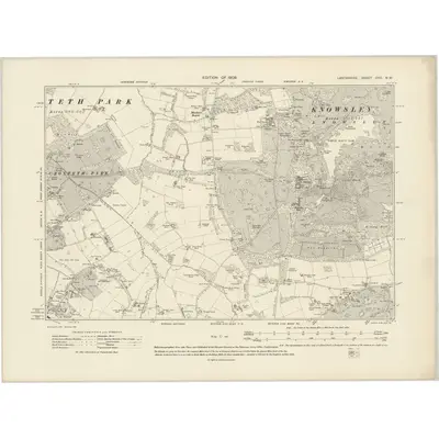 1905 Map of Lancashire CVII.NW, 1909 Print
