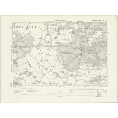 1925 Map of Lancashire CVII.NW, 1928 Print