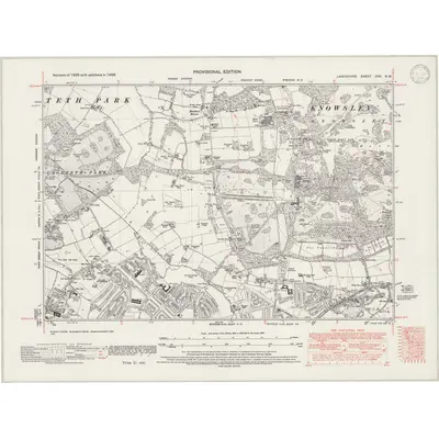 1938 Map of Lancashire CVII.NW, 1946 Print