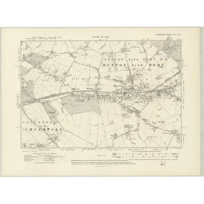 1906 Map of Lancashire CVII.SW, 1908 Print