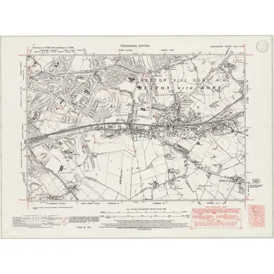 1938 Map of Lancashire CVII.SW, 1946 Print