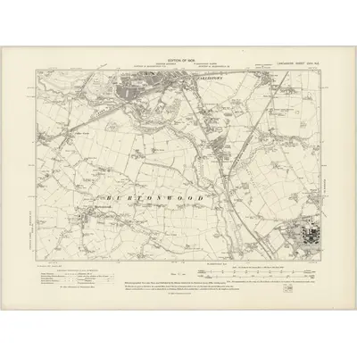 1905 Map of Lancashire CVIII.NE, 1908 Print