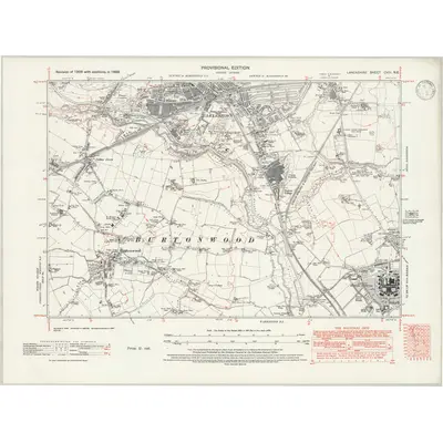 1938 Map of Lancashire CVIII.NE, 1946 Print