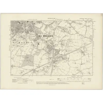 1905 Map of Lancashire CVIII.NW, 1908 Print