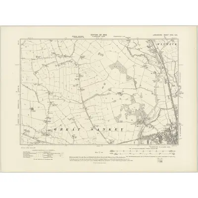 1905 Map of Lancashire CVIII.SE, 1908 Print