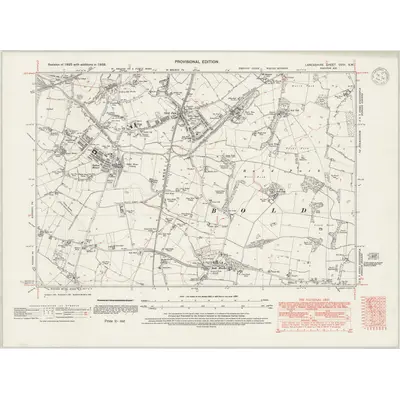 1938 Map of Lancashire CVIII.SW, 1947 Print