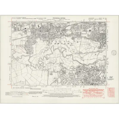 1938 Map of Lancashire CX.NE, 1947 Print
