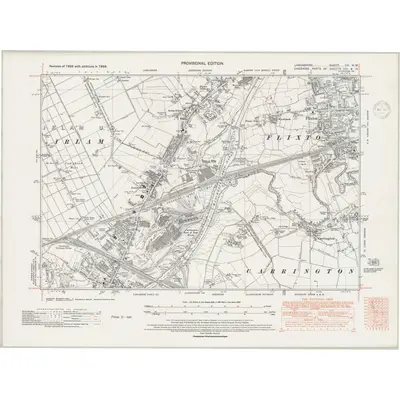 1938 Map of Lancashire CX.NW, 1947 Print