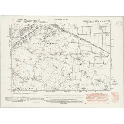 1938 Map of Lancashire CX.SW, 1947 Print