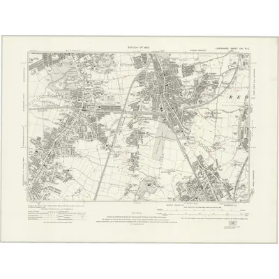 1916 Map of Lancashire CXI.NE, 1923 Print