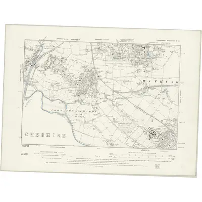 1892 Map of Lancashire CXI.NW, 1894 Print