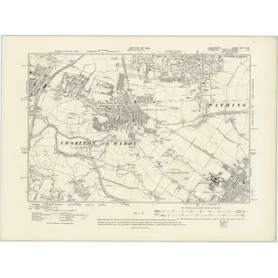 1904 Map of Lancashire CXI.NW, 1908 Print