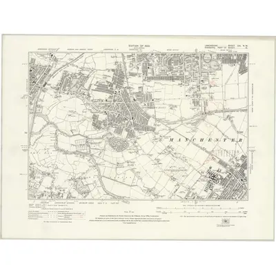 1915 Map of Lancashire CXI.NW, 1923 Print