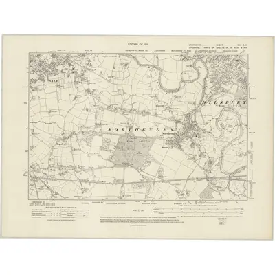 1904 Map of Lancashire CXI.SW, 1911 Print