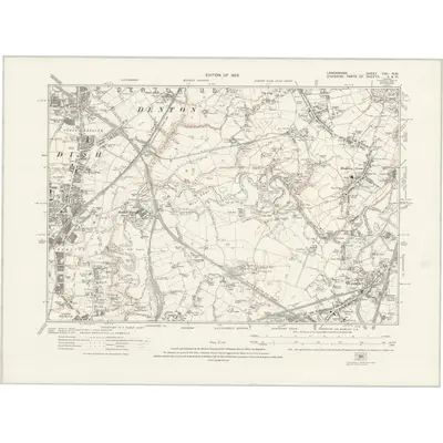 1916 Map of Lancashire CXII.NW, 1923 Print