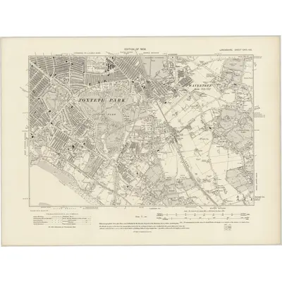 1905 Map of Lancashire CXIII.NE, 1909 Print