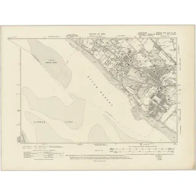 1904 Map of Lancashire CXIII.SW & SE, 1909 Print
