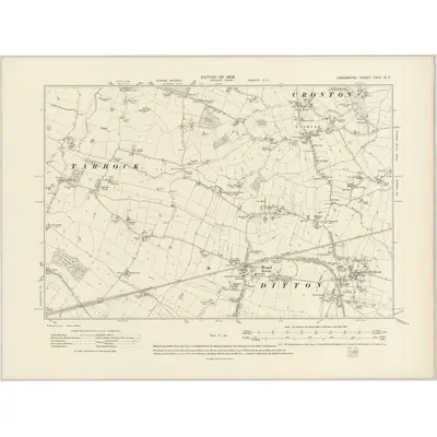 1904 Map of Lancashire CXIV.NE, 1908 Print