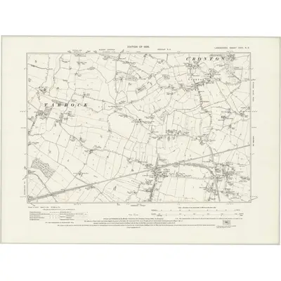 1925 Map of Lancashire CXIV.NE, 1928 Print
