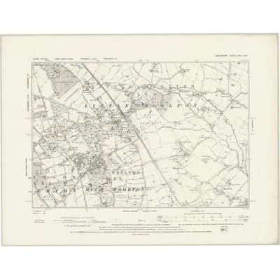 1891 Map of Lancashire CXIV.NW, 1894 Print
