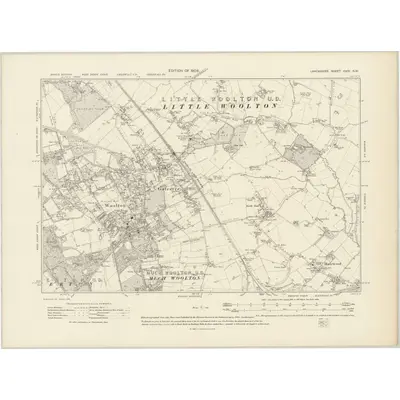 1904 Map of Lancashire CXIV.NW, 1908 Print