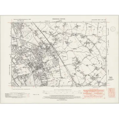 1938 Map of Lancashire CXIV.NW, 1947 Print
