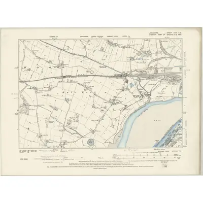 1890 Map of Lancashire CXIV.SE, 1894 Print