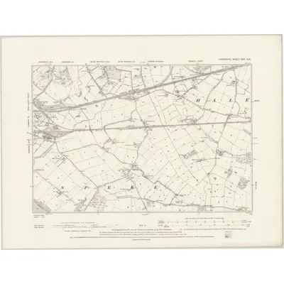 1890 Map of Lancashire CXIV.SW, 1894 Print