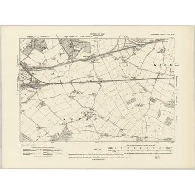 1904 Map of Lancashire CXIV.SW, 1908 Print