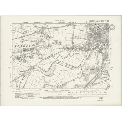 1925 Map of Lancashire CXV.NE, 1933 Print