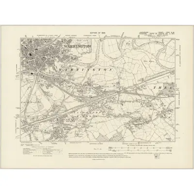 1905 Map of Lancashire CXVI.NW, 1908 Print