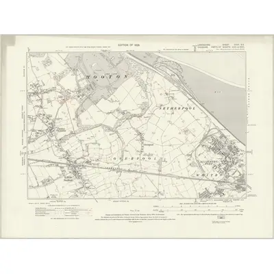 1908 Map of Lancashire CXVII.SE, 1929 Print