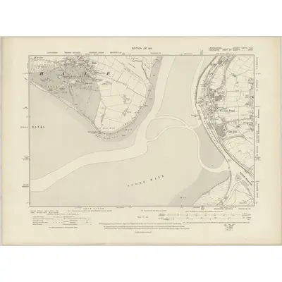 1905 Map of Lancashire CXVIII.NE, 1911 Print