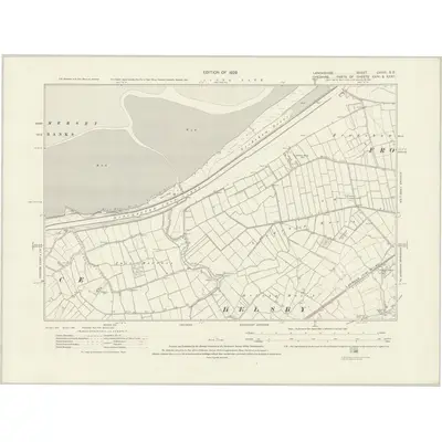 1908 Map of Lancashire CXVIII.SE, 1928 Print