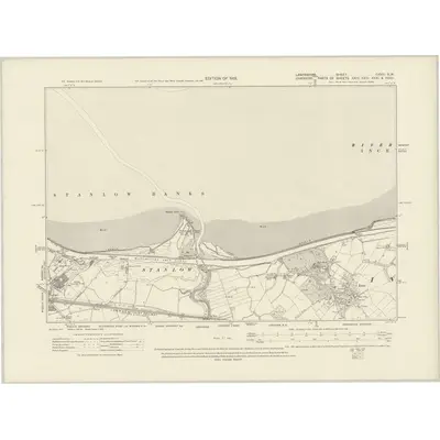 1908 Map of Lancashire CXVIII.SW, 1913 Print