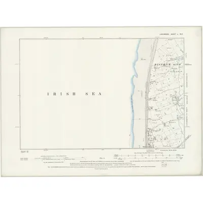 1890 Map of Lancashire L.NE, 1895 Print