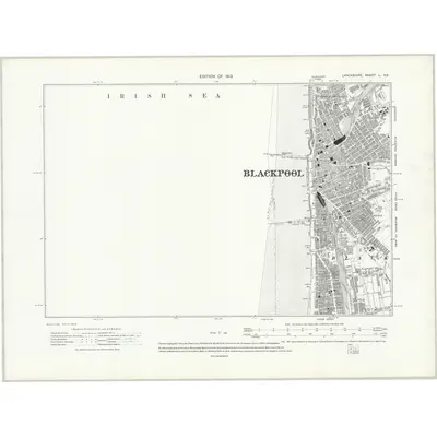 1909 Map of Lancashire L.SE, 1913 Print