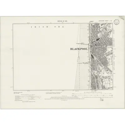 1909 Map of Lancashire L.SE, 1933 Print