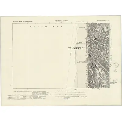 1938 Map of Lancashire L.SE, 1945 Print