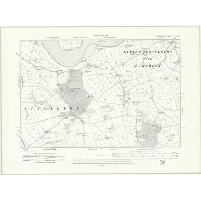 1909 Map of Lancashire LI.NE, 1913 Print