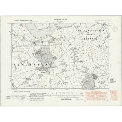 1938 Map of Lancashire LI.NE, 1947 Print