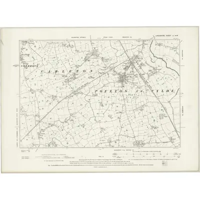 1890 Map of Lancashire LI.NW, 1895 Print